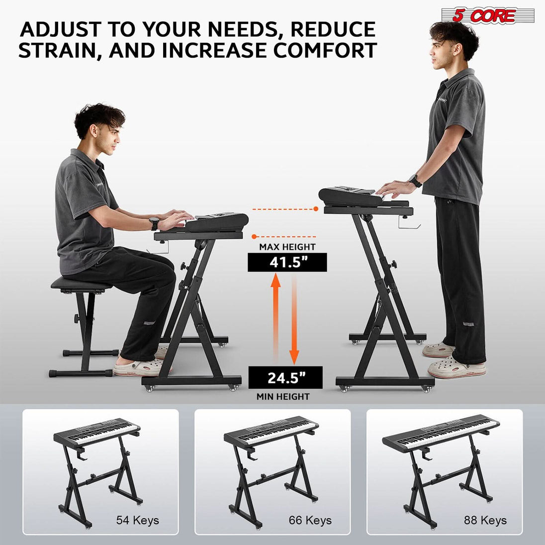 Adjustable Z Style Keyboard Stand with Compact Piano Bench