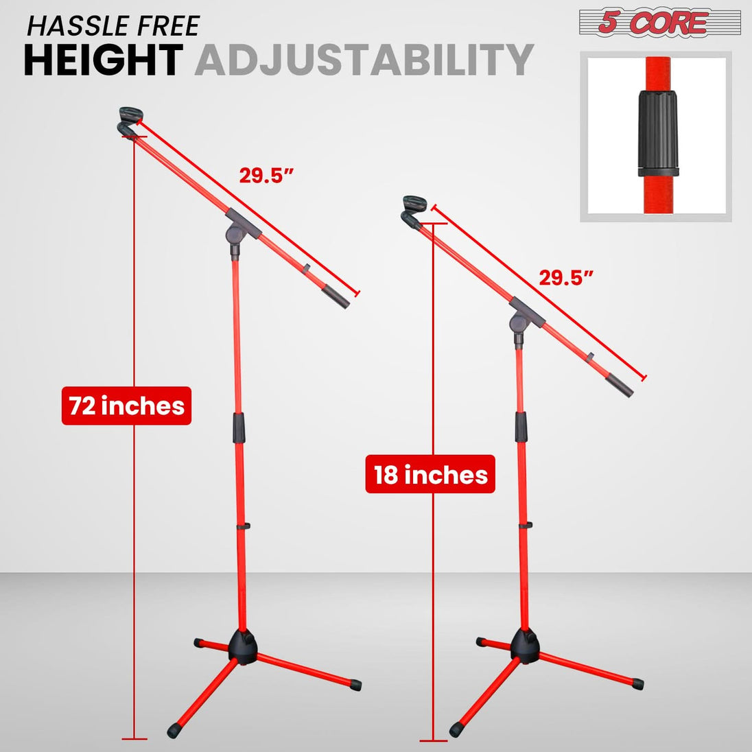 Stable 5Core boom mic stand for home and professional setups