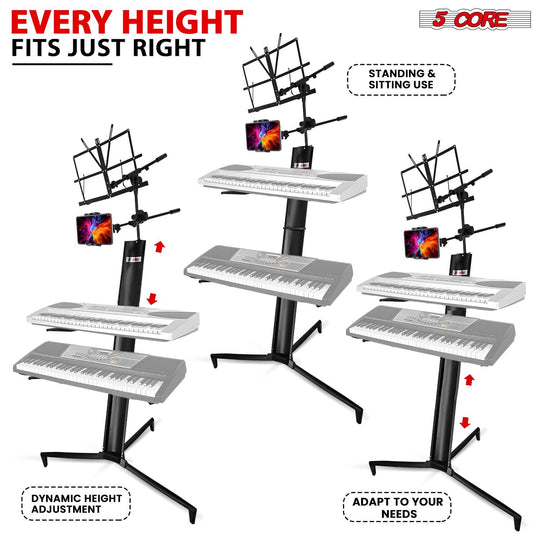 Classic black 5Core keyboard stand with dual-level support