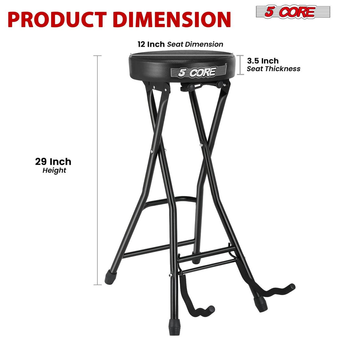 Comfortable guitar seat with foot rest and strong weight capacity