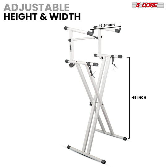 Double X style two-tier keyboard stand for musicians