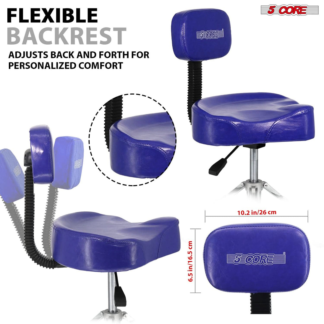 Drummer chair with comfortable backrest