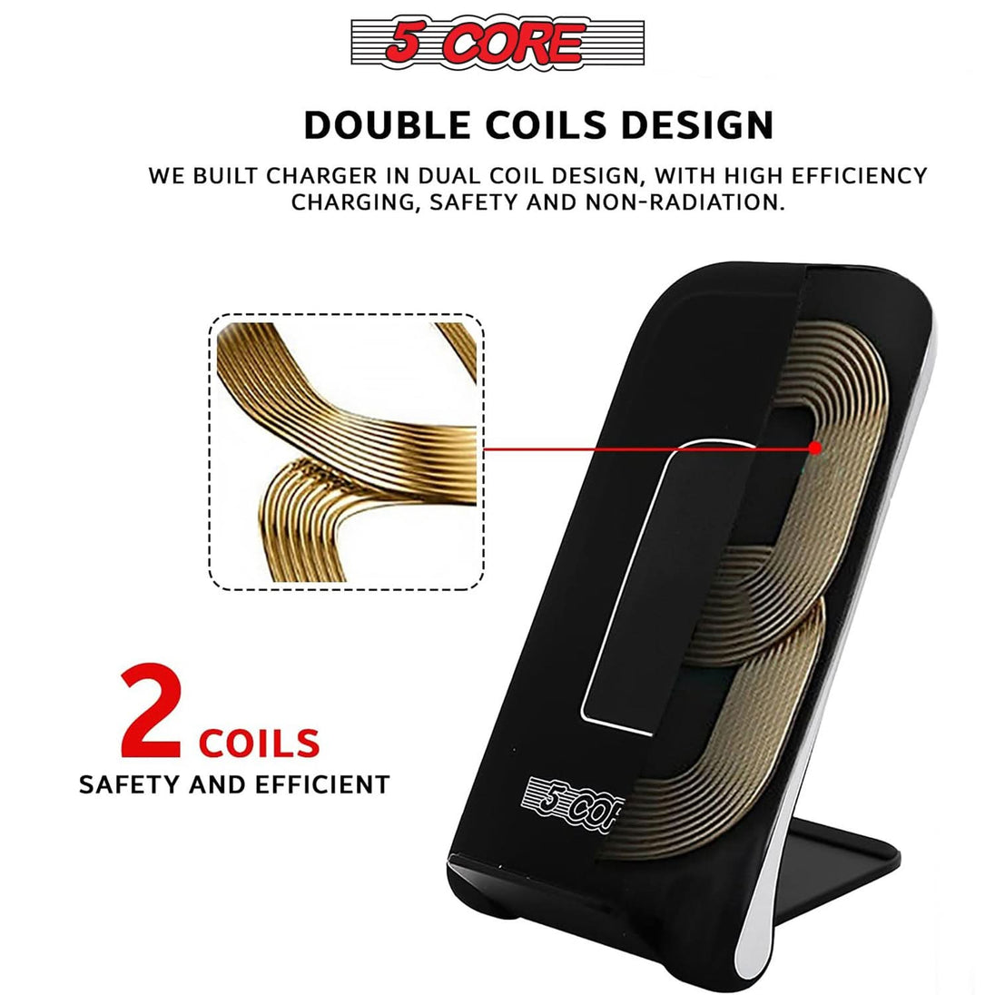 5Core fast wireless charging pad 10W max glass top wireless charger pair boostcharge slim USB-C