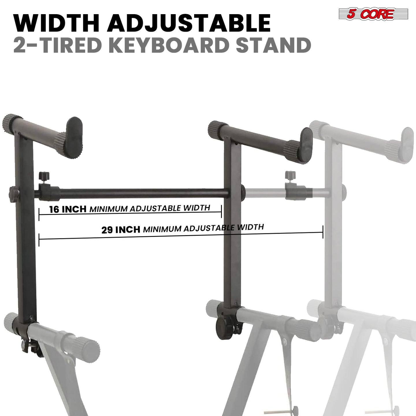 Adjustable 2 tier keyboard riser holder for electric pianos