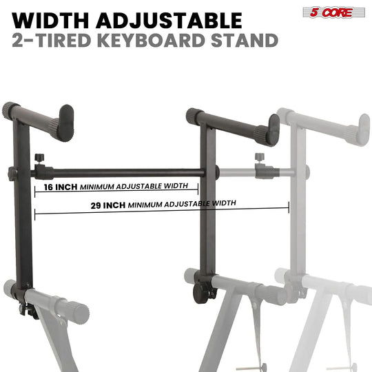 Adjustable 2 tier keyboard riser holder for electric pianos