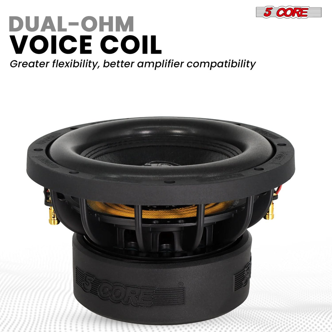 Powerful 5Core 8” woofer delivering deep bass for enhanced car audio systems