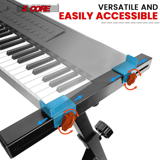 5Core Z style keyboard stand black, sturdy heavy duty height adjustable piano riser