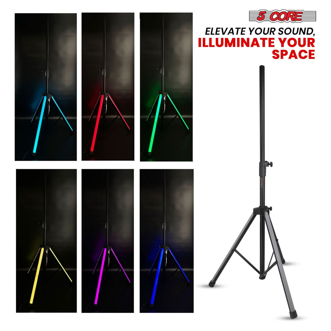 5Core adjustable studio monitor stand with RGB color effects