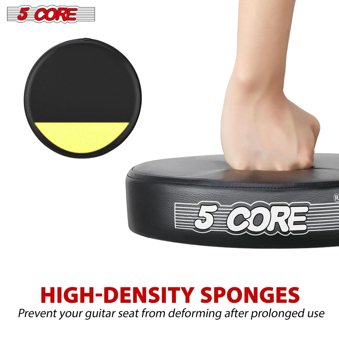 5Core padded guitar stool with support bar and durable frame