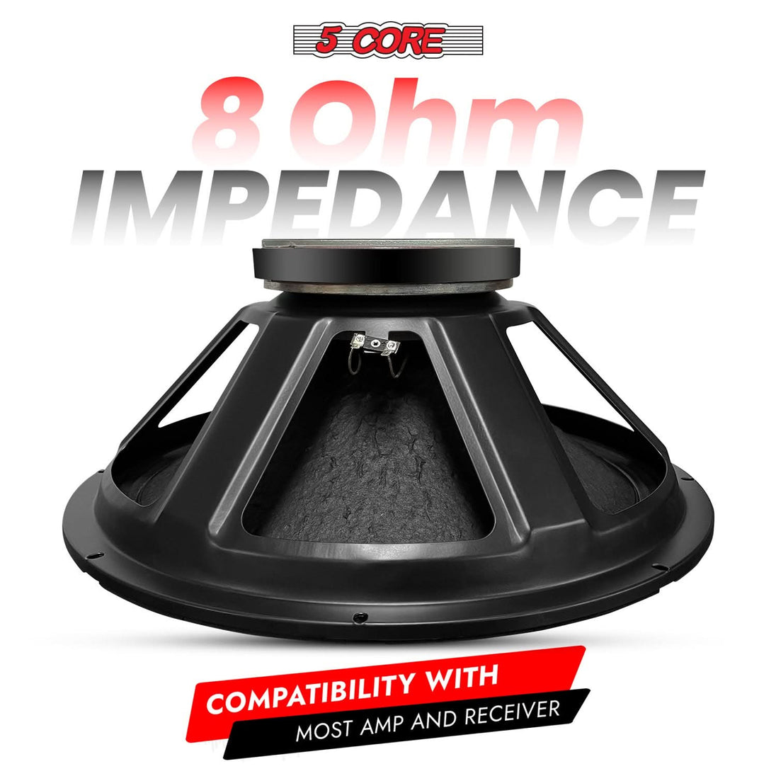 Durable cone construction ensures powerful bass response and minimal distortion