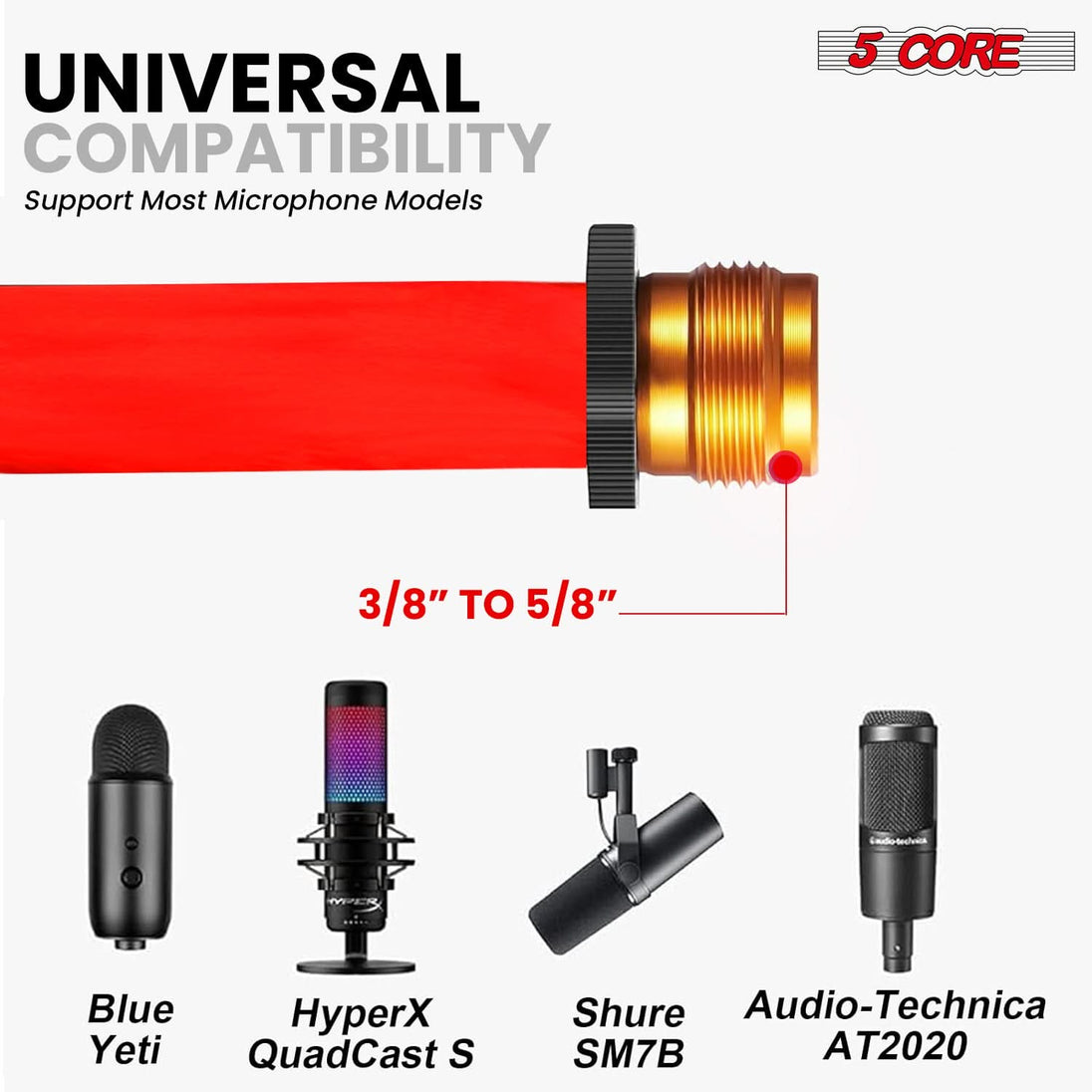 5Core adjustable mic stand with smooth boom arm operation