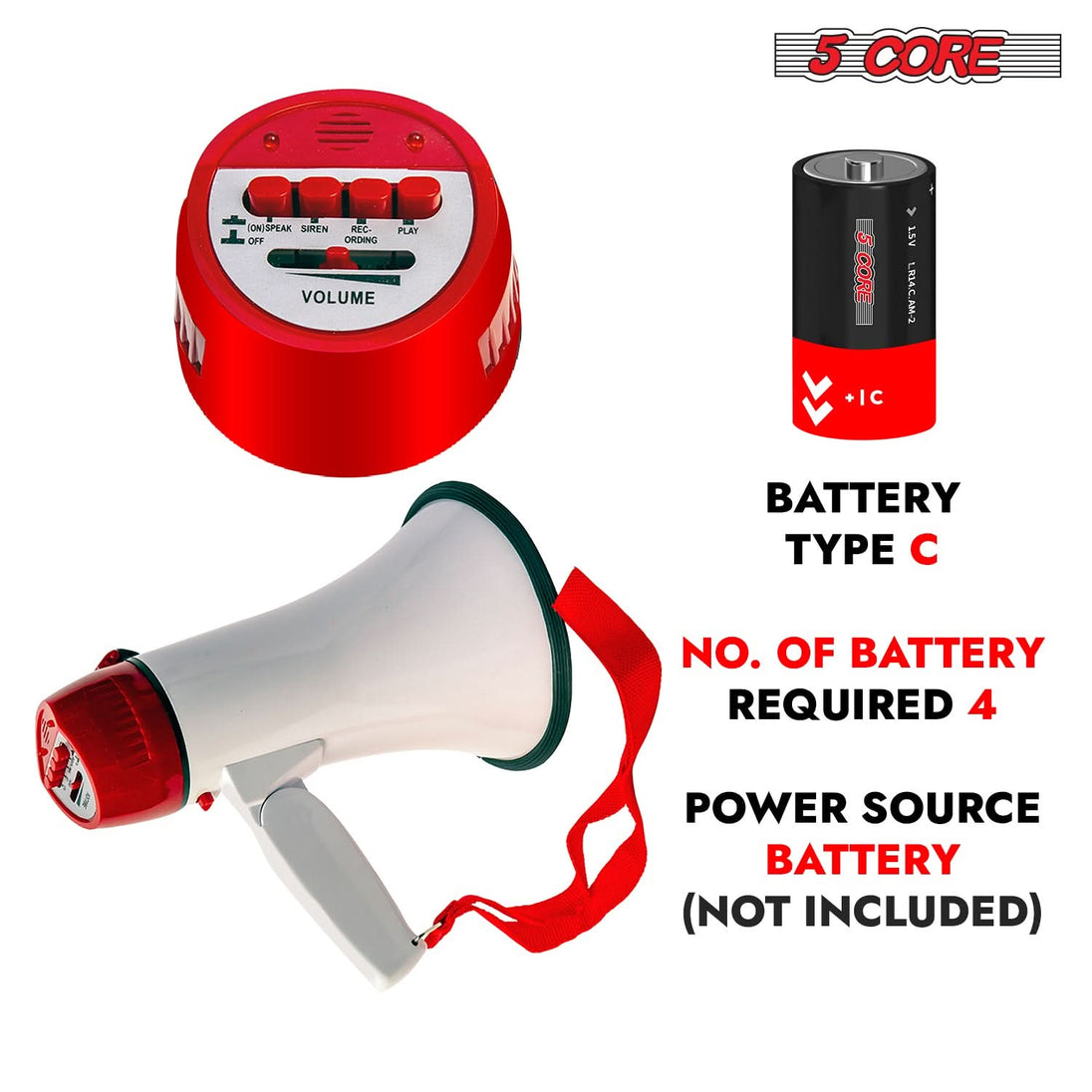 5Core compact 30W megaphone bullhorn for kids with 800 feet range