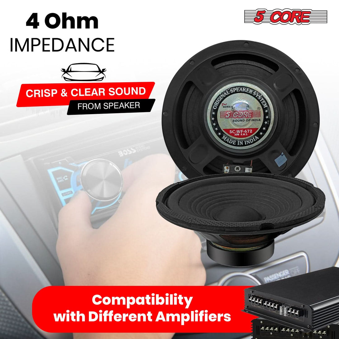 4 Ohm car subwoofer speaker with 6.5 inch size and rich bass output