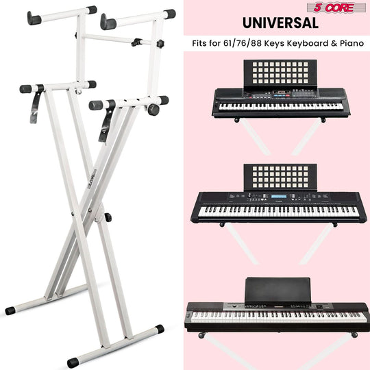 5Core 2 tier double X style keyboard stand for studio and stage use