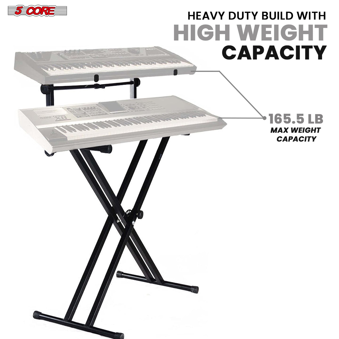 5Core durable double X style stand for keyboards with adjustable height
