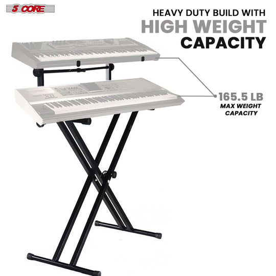 5Core durable double X style stand for keyboards with adjustable height