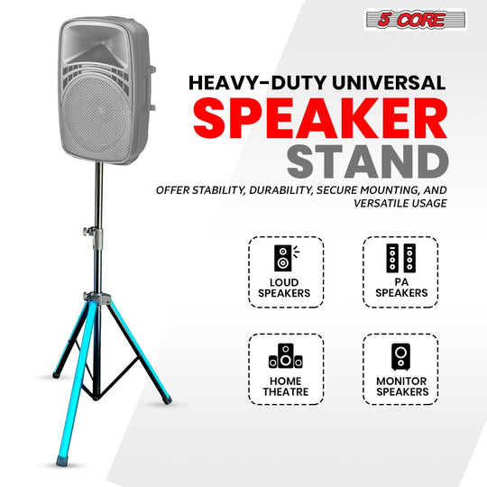 Sturdy 5Core audio stand with height adjustment and color lighting