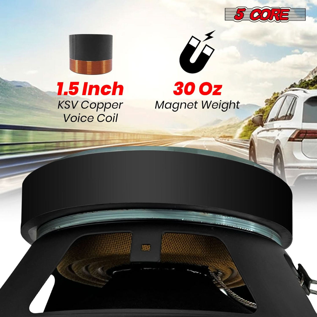 4 ohm 8 inch subwoofer speaker from 5Core, ideal for balanced midrange tones