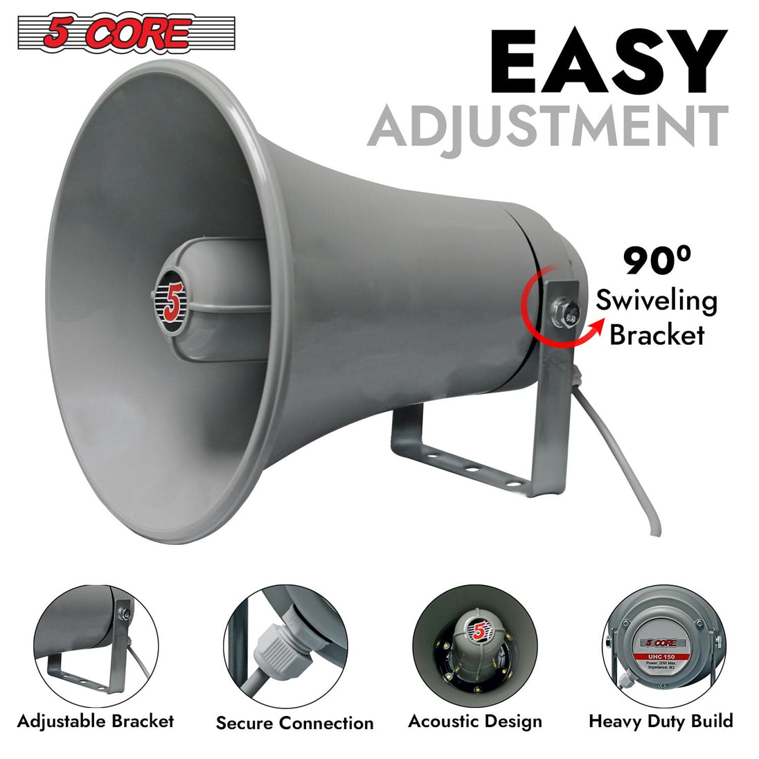 5Core PA horn loud speaker 9 inch multi purpose outdoor indoor 20W 8 Ohm loudspeaker