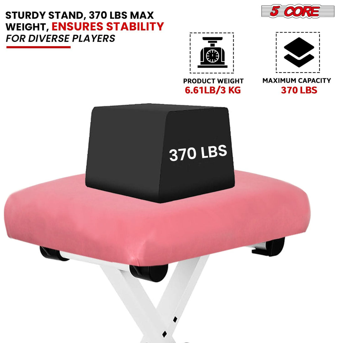 5Core foldable keyboard riser with comfortable piano bench