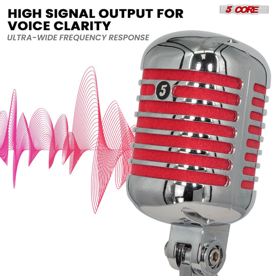 5Core classic microphone in red for podcasting and stage performances