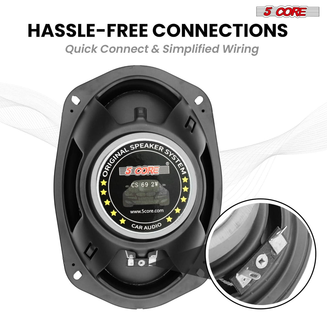 5Core coaxial car speaker designed for deep bass and clean treble response