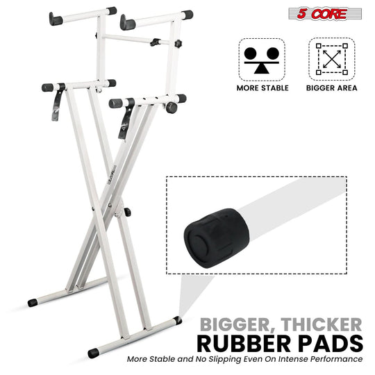 Stable double X style piano riser with two-tier platform