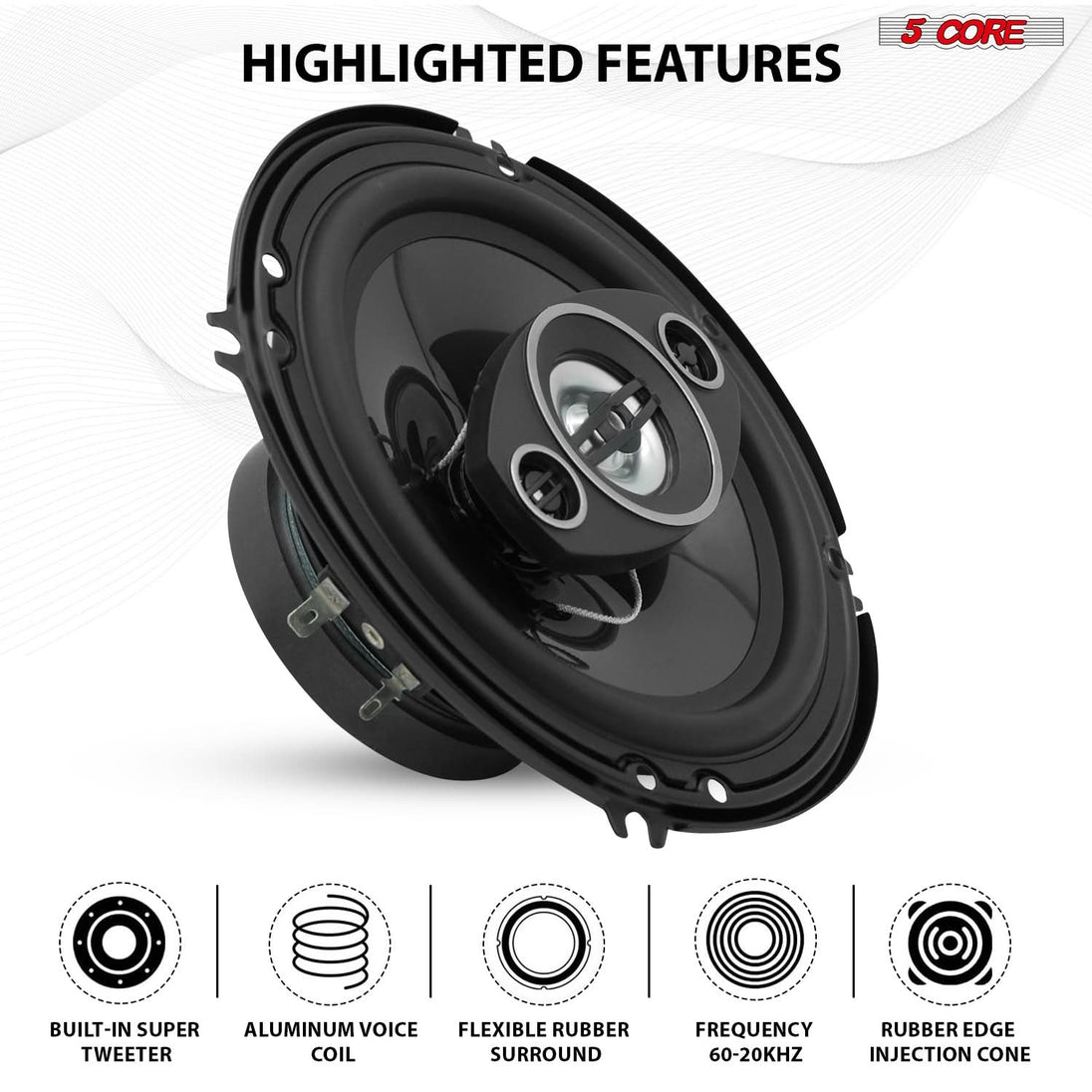 Upgrade your car sound with 5 Core 2-way coaxial speakers