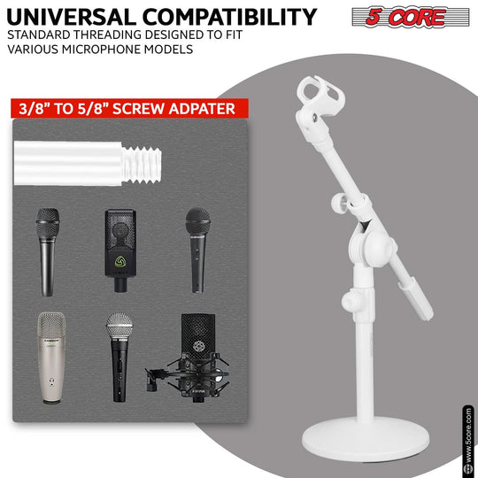 5Core adjustable desktop microphone holder with round base
