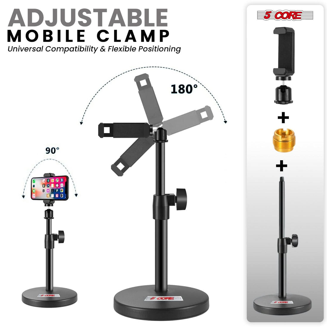 5Core podcasting mic stand for desk use with flexible arm and accessories