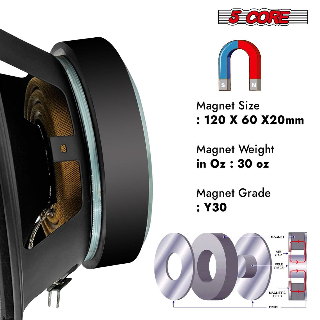 8 ohm 8 inch speaker offering precise midrange response and powerful output