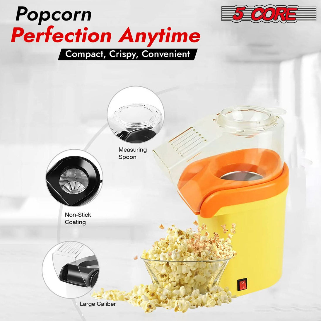Yellow 5Core popcorn machine for healthy oil-free popping