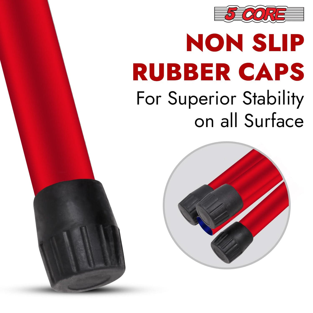 Heavy-duty 5Core red speaker stand with stable tripod base