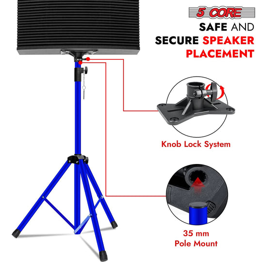 Professional DJ speaker pole mount in blue by 5Core