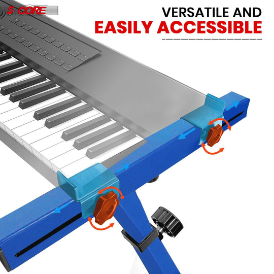 Blue electric keyboard stand Z frame with wheels 5Core