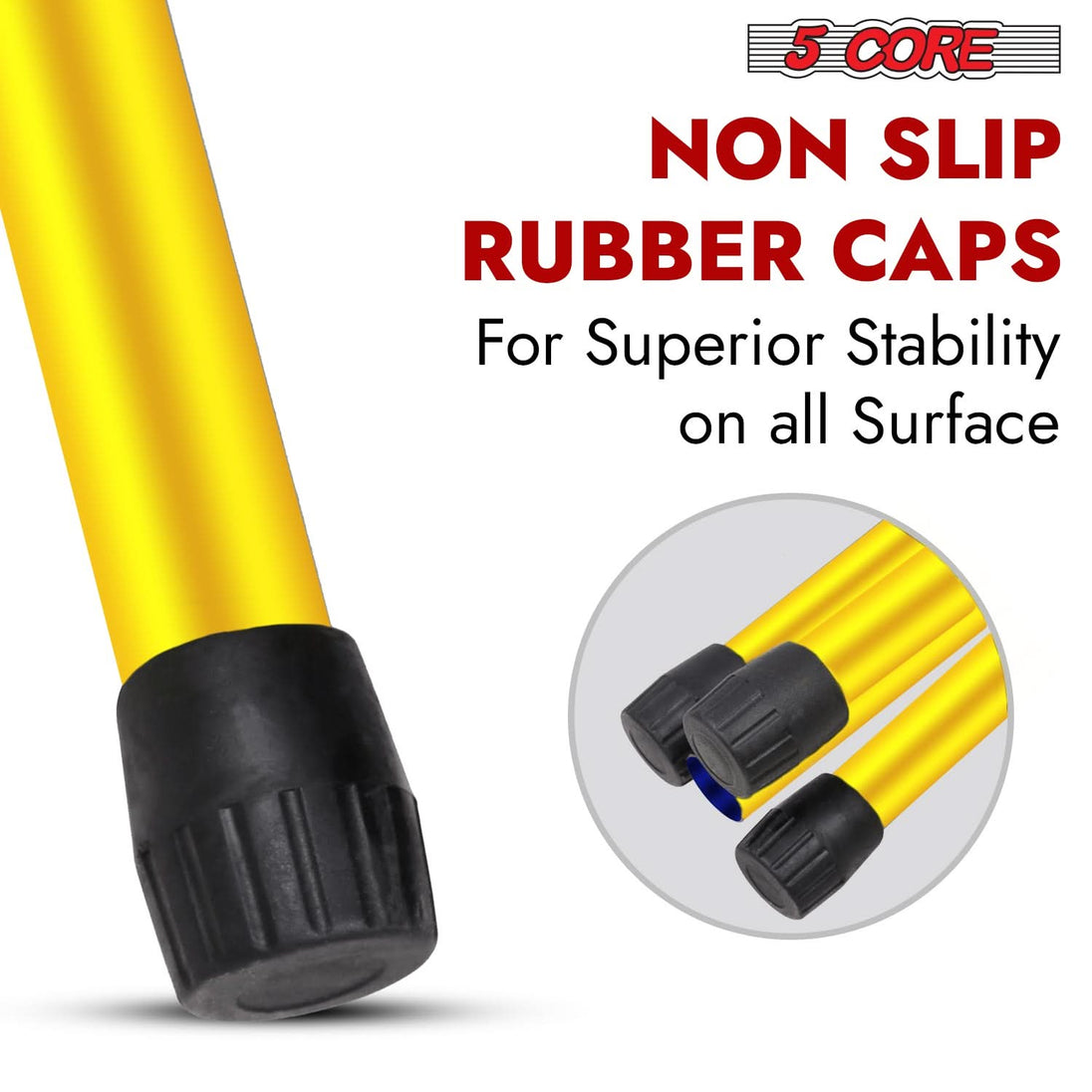 Yellow-accented 5Core pole mount stand with foldable tripod base