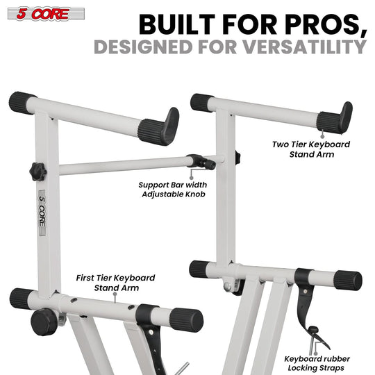 5Core adjustable double X keyboard stand for multiple keyboards