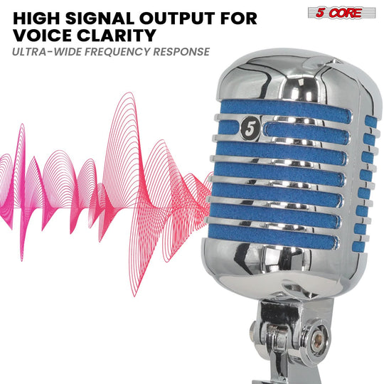 Blue vintage-style mic by 5Core with dynamic sound quality
