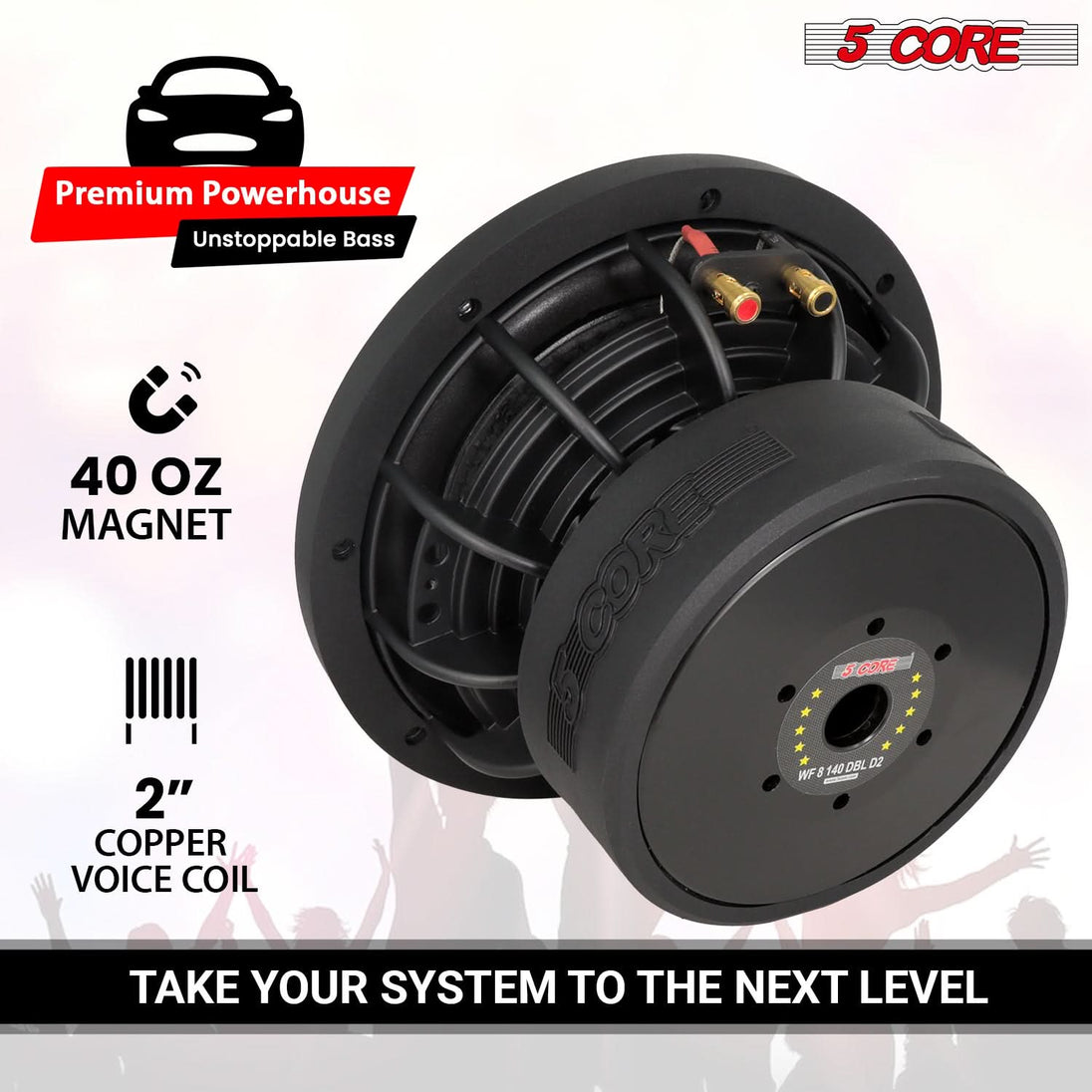 5Core subwoofer designed for strong bass with minimal distortion
