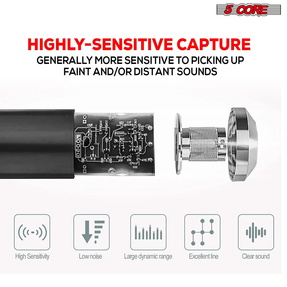 5Core cardioid condenser mic podcast bundle with boom arm for professional recording and streaming