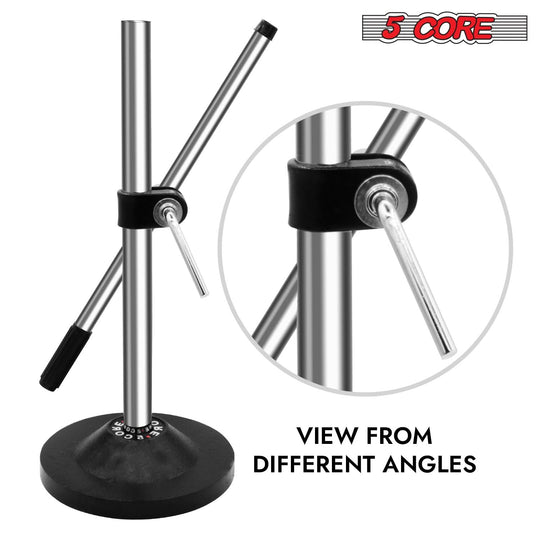 5Core universal desktop mic stand with round base, adjustable table top holder