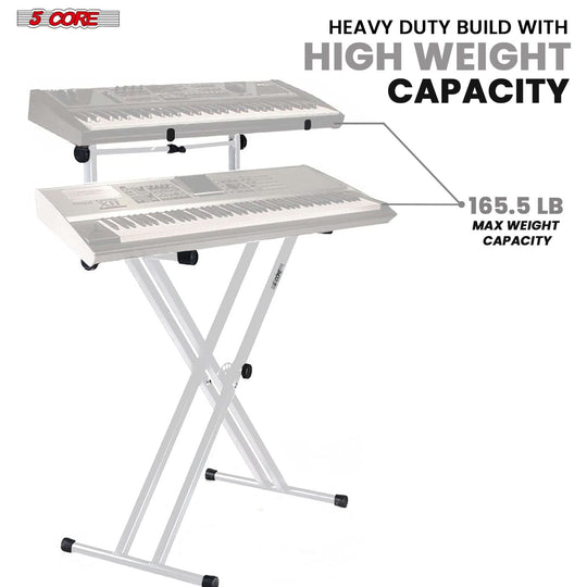 Two-tier electric piano stand with durable double X frame