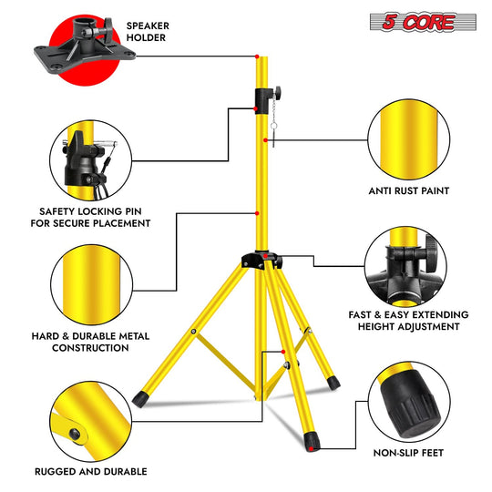 Top view of 5Core 72 inch tall tripod speaker stand for audio professionals