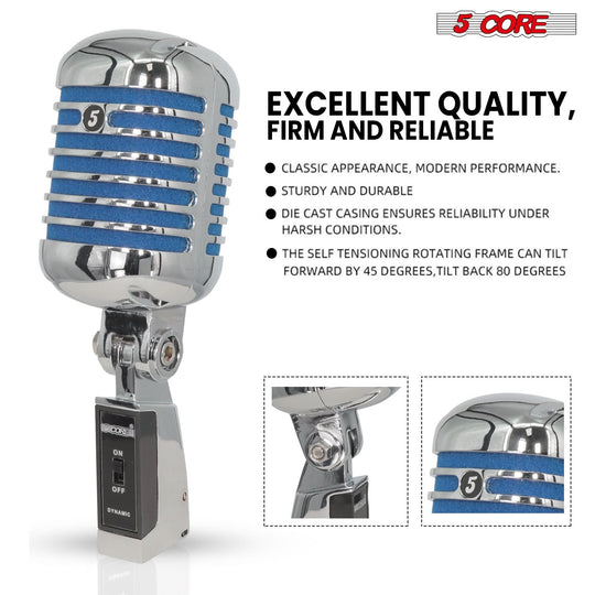 5Core retro microphone for stage and studio use in blue color