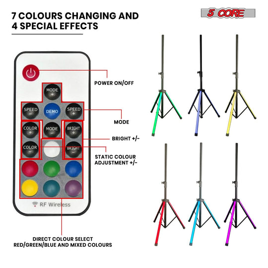 Adjustable 5Core speaker mount with tripod support and vibrant RGB lights