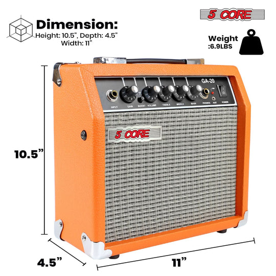 Portable 5 Core amplifier 20W for electric and acoustic guitar practice