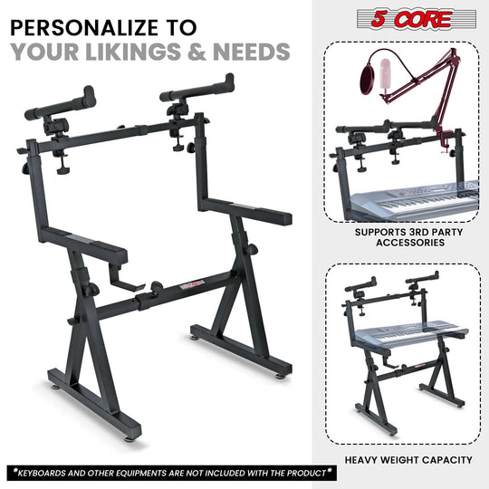 5Core Z style heavy-duty 2-tier adjustable keyboard stand, electric piano riser holder
