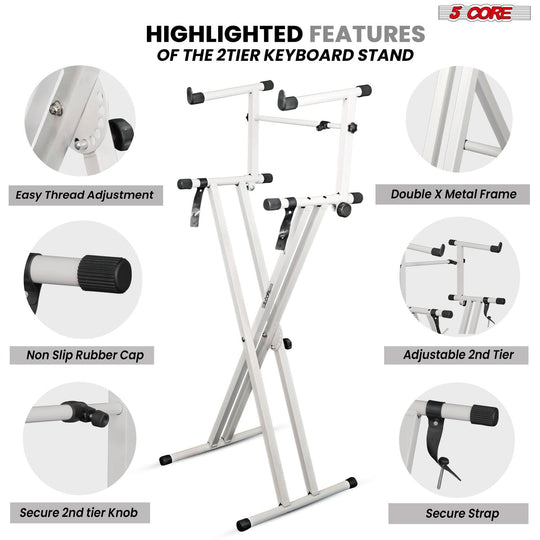 Double X frame 2 tier keyboard stand for professional use