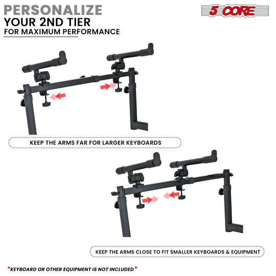 Portable Z style adjustable keyboard stand with two tiers and wheels