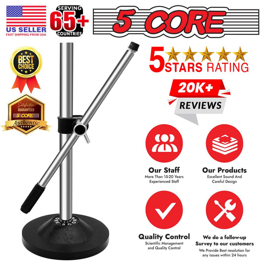 5Core desktop microphone stand with round base, universal holder for tables